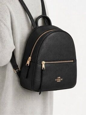Authentic Coach Jordyn Crossgrain black leather backpack (wallet included)